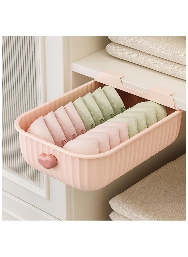 NANAO منظم أدراج بلاستيكي لتخزين الخزانة - فواصل للملابس الداخلية، الجوارب، حمالات الصدر، الملابس - للمطبخ، الحمام، المكتب - 31x25x10 سم - سحب سلس مع مقابض مستديرة، وردي - Image 1