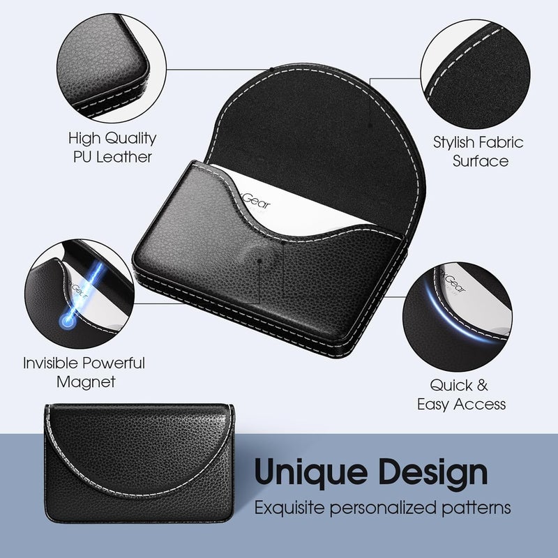 MaxGear Business Card Holder, PU Leather Business Card Case Pocket Business Card Holders for Men or Women, Professional Slim Business Card Carrier Name Card Holder Wallet With Magnetic Shut, Black - Image 5