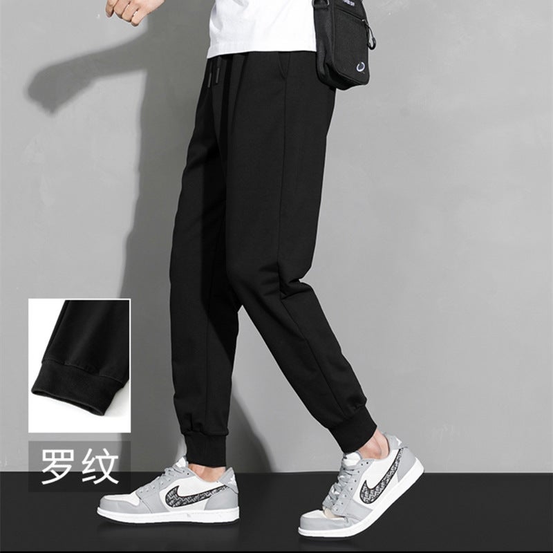 Pants Mens Spring and Autumn New Student Three-bar Loose All-match Casual Sports Pants Fashionable Boys Sweatpants Pure black sweatpants