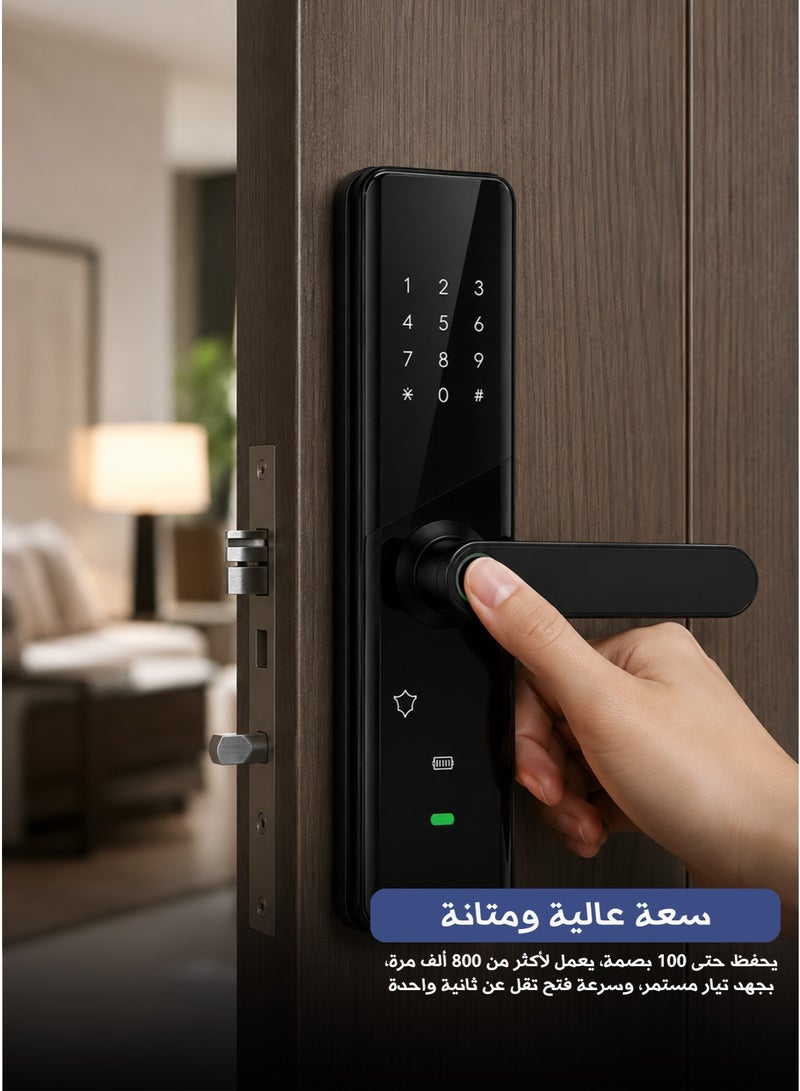 قفل باب ذكي بالبصمة WiFi – Smart Door Lock مع تطبيق للجوال – قفل إلكتروني للأبواب الخشبية والمعدنية والفنادق - Image 3