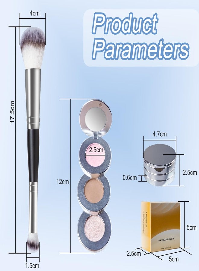 Joyeee باليت تحديد الخدود والهايلايتر من جويي، 3 في 1 لتحديد الوجه، أحمر خدود وردي للخدود وبودرة هايلايتر لامعة طبيعية مع فرشاة ومرآة صغيرة، مدمجة وقابلة للتكديس - Image 4