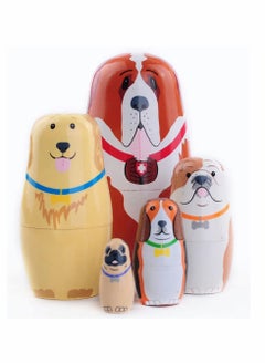 Y&D Russian Nesting Dolls, 5pcs Nested Dog Set, Traditional Classic Handmade Wood Stacking Toy for Children Kids, Birthday Party Home Decoration, New Year, Wishing Gift  - Image 1