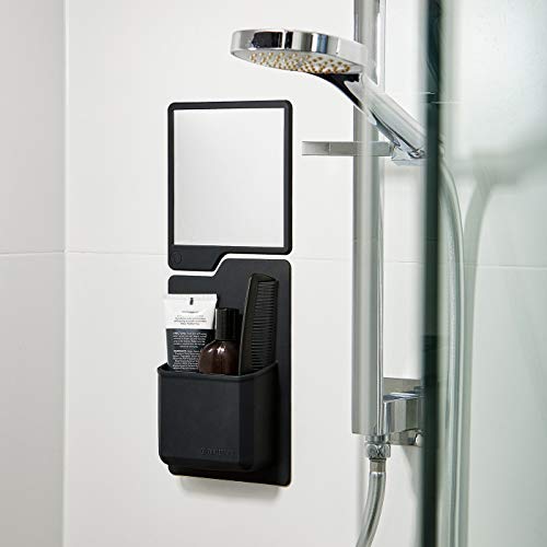 TOOLETRIES Oliver Shower Mirror - Premium Shower Mirror for Shaving, Grooming - 100% silicone - Shatterproof Mirror - Grips to Shiny Surfaces - No Suction Cups - No Adhesives - Charcoal - Image 5