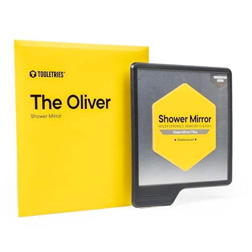 TOOLETRIES Oliver Shower Mirror - Premium Shower Mirror for Shaving, Grooming - 100% silicone - Shatterproof Mirror - Grips to Shiny Surfaces - No Suction Cups - No Adhesives - Charcoal - Image 1