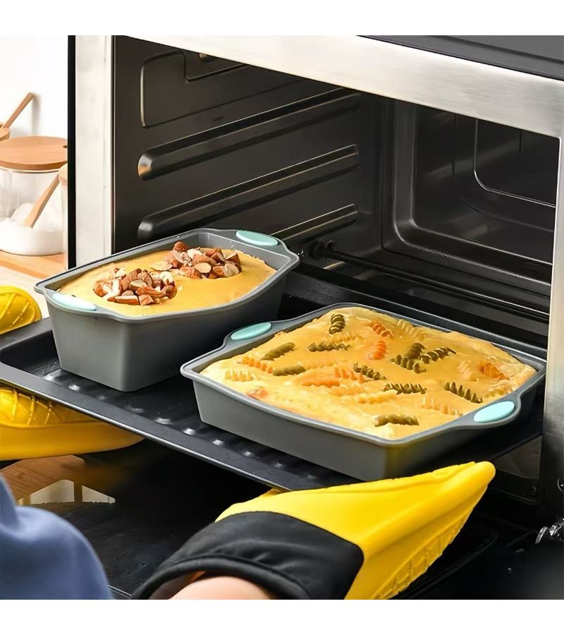Gray 3pcs Silicone Baking Set 9 Inch Nonstick Cake Mold Wavy Pan Dishwasher Safe - Image 2