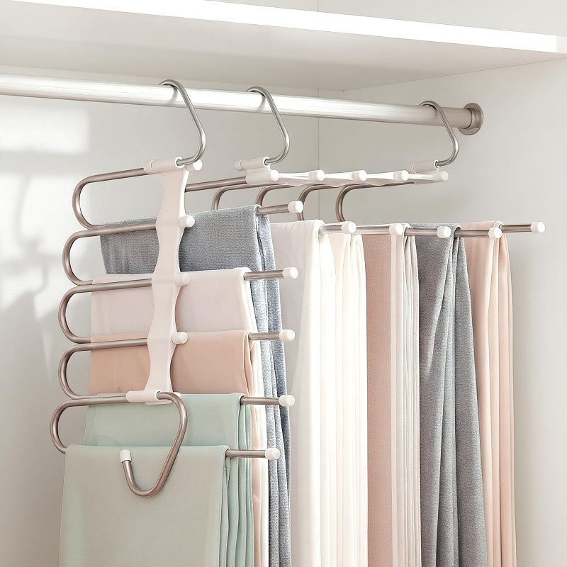 Zylkorb Pants Hangers Space Saving 5 Tier 2 Pack Closet Organizers and Storage Closet OrganizerAntiSlip DesignCloset Organizers and Storage for Pants Jeans Skirts Scarf Legging - Image 2