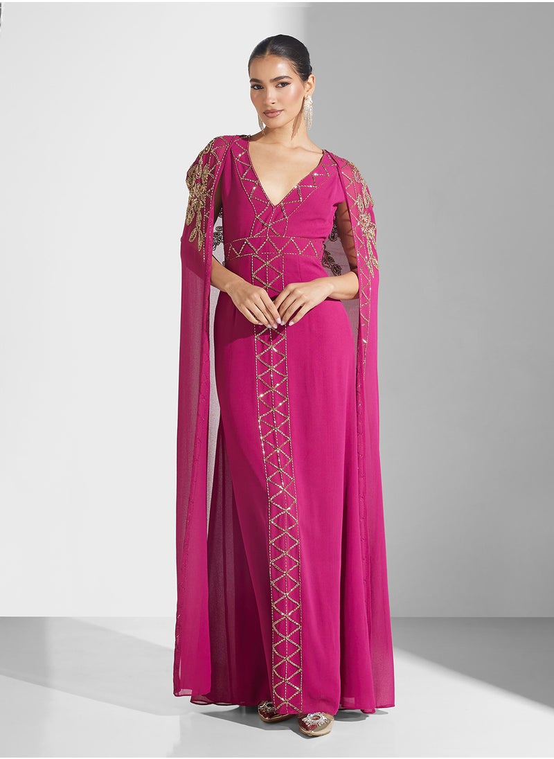 Frock and Frill - V-Neck Sequin Maxi Dress - Image 1