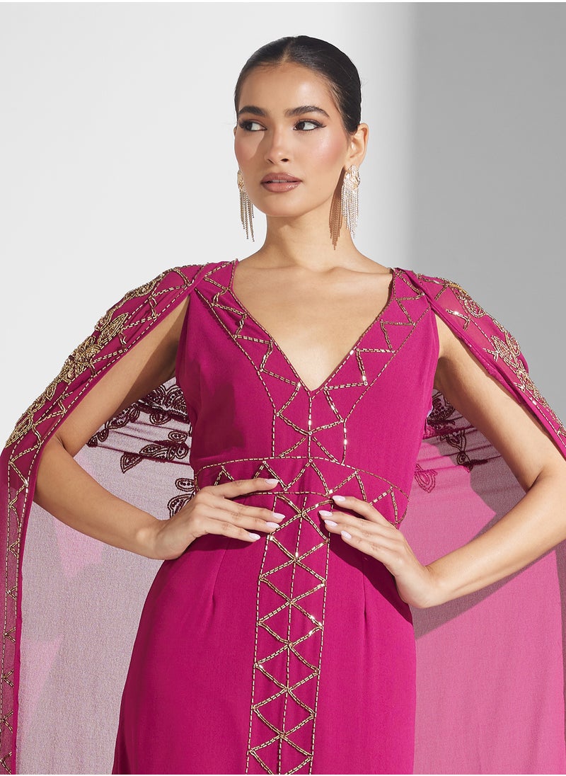 Frock and Frill - V-Neck Sequin Maxi Dress - Image 1
