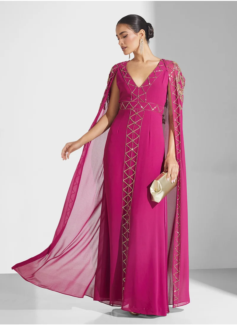 فروك اند فرل V-Neck Sequin Maxi Dress