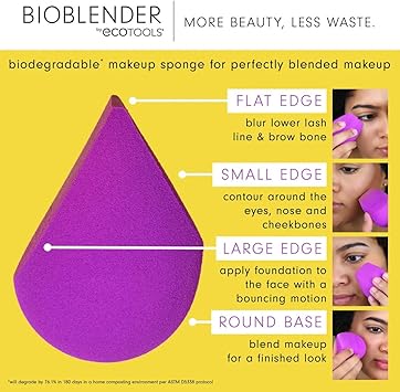 EcoTools Bioblender By Makeup Sponge For Liquid And Cream MakeUp Purple 1 Count Pack of 2 3175 - Image 2