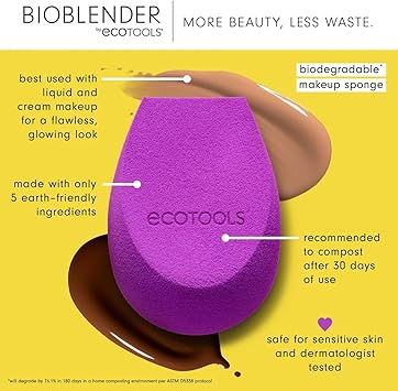 EcoTools Bioblender By Makeup Sponge For Liquid And Cream MakeUp Purple 1 Count Pack of 2 3175 - Image 3