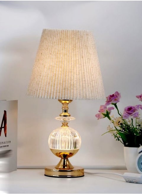 Modern and Elegant Design Table Lamp with Fabric Shade Gold/White