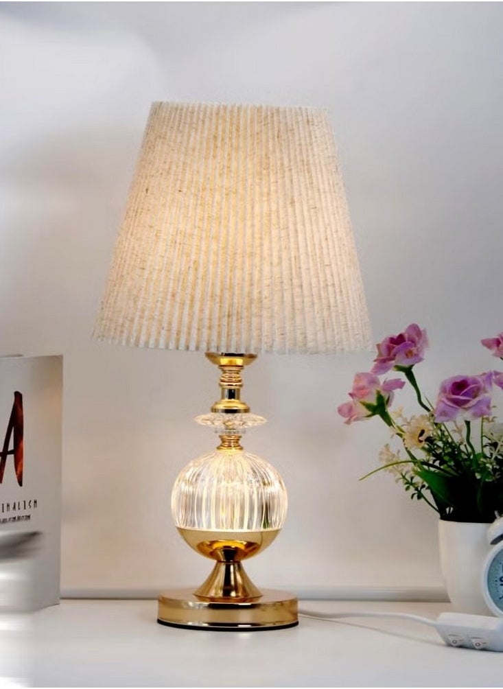 Modern and Elegant Design Table Lamp with Fabric Shade Gold/White