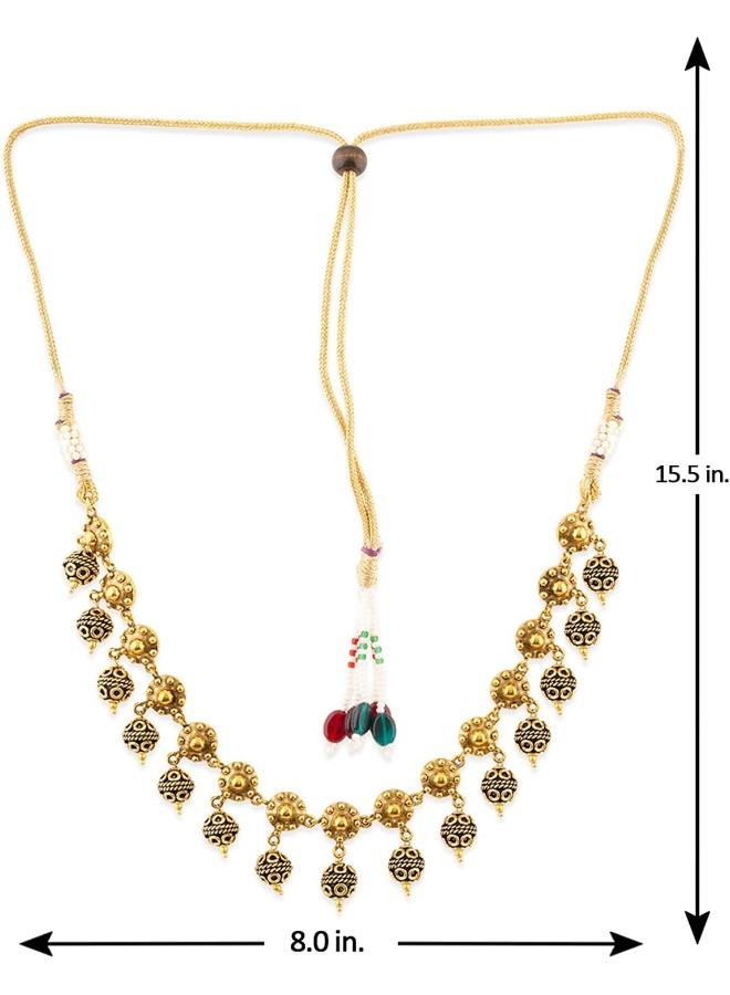 Voylla Rava Ball Ball Drop Choker Necklace For Women - Image 3