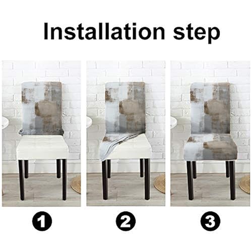CAPSCEOLL Brown and Grey Chair Covers Chair Cover Set of 4 Stretch Parsons Chair Slipcovers Universal Removable Washable Chair Seat Covers Protector for Dining Room Kitchen Hotel - Image 5
