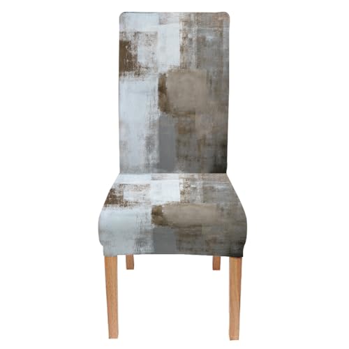 CAPSCEOLL Brown and Grey Chair Covers Chair Cover Set of 4 Stretch Parsons Chair Slipcovers Universal Removable Washable Chair Seat Covers Protector for Dining Room Kitchen Hotel - Image 2
