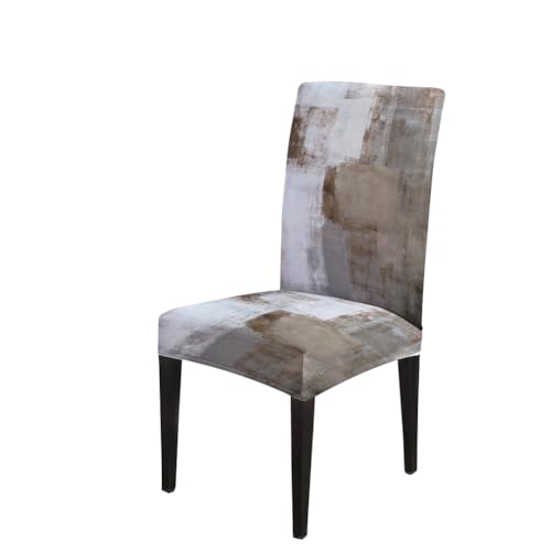 CAPSCEOLL Brown and Grey Chair Covers Chair Cover Set of 4 Stretch Parsons Chair Slipcovers Universal Removable Washable Chair Seat Covers Protector for Dining Room Kitchen Hotel - Image 3