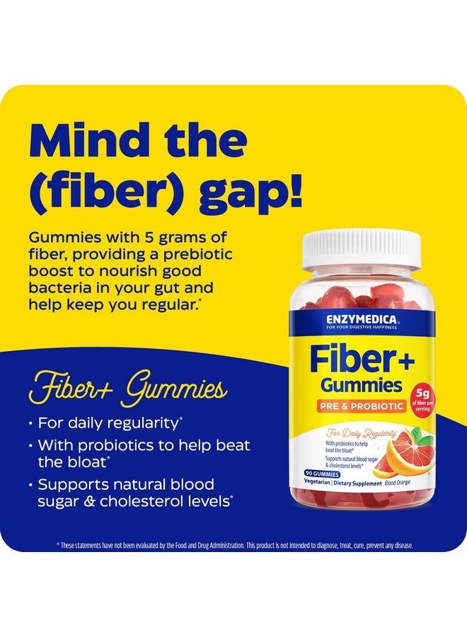 ENZYMEDICA Enzymedica Fiber+ Gummies with Prebiotics & Probiotics for Daily Regularity, Vegetarian, 5g Fiber, Natural Chewable Digestive Health Supplement, Kids & Adult Women & Men, Blood Orange Flavor, 90 ct  - Image 3