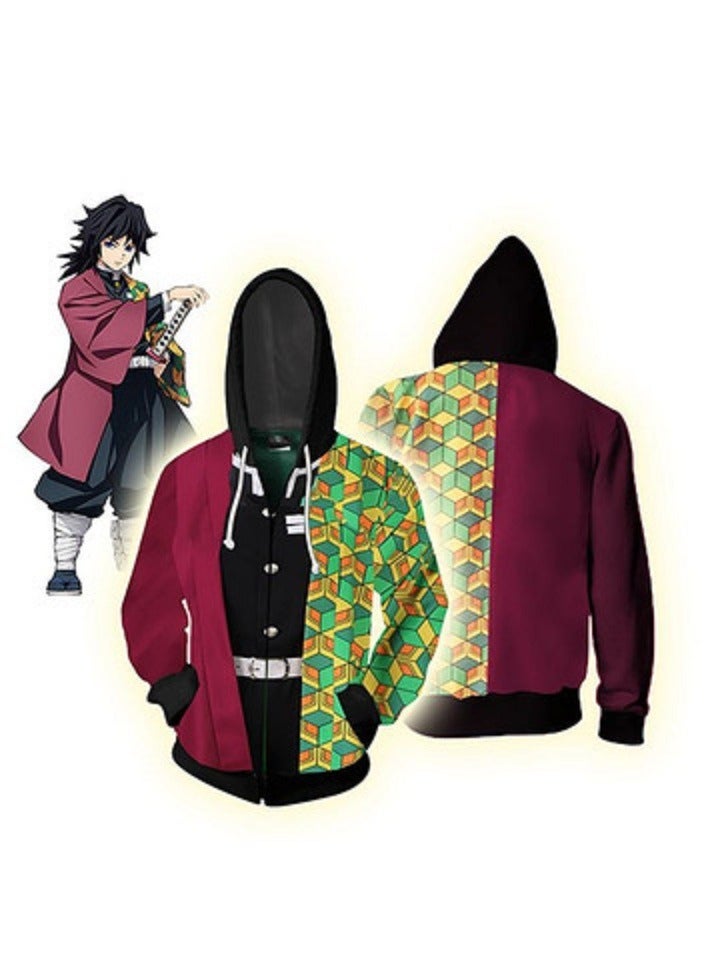 Loquat Ghost Killing Blade Kitchen Gate Charcoal Jilang 3D Hooded Sweater 