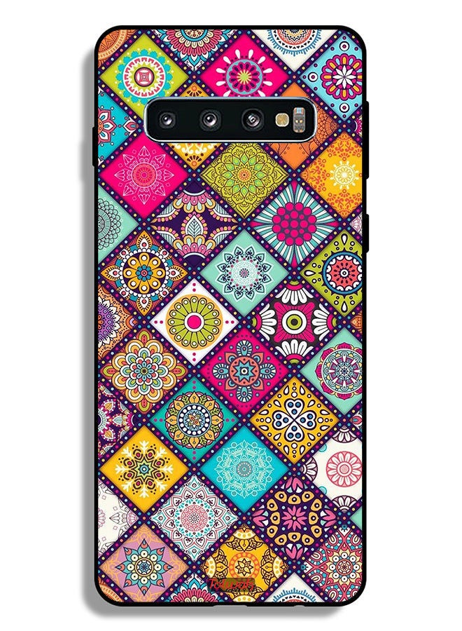 Tolwak Samsung Galaxy S10 Plus Protective Case Cover Mandala Squares Pattern - Image 2