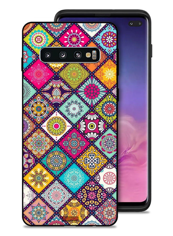 Tolwak Samsung Galaxy S10 Plus Protective Case Cover Mandala Squares Pattern - Image 1