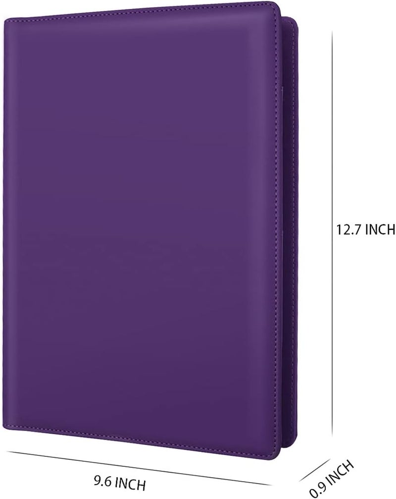 WAVEYU Resume Portfolio Folder, Padfolio Clipboard, Writing Portfolio Leather Clipboard with Cover for Legal Pad Holder Letter Size A4 for Business Conference Notepad Clip Boards, Purple - Image 2