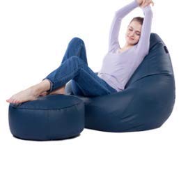 Generic LEXAVI Brand Prefilled Beanbag with Footstool with Beans XXXL Navy  - Image 1