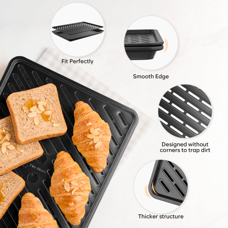 Fire More Cookie Sheets for Baking with Cooling Rack Set of 4, 0.8mm Thick Heavy Duty Nonstick Baking Sheets for Air Fryer, Half/Quarter/Jelly Roll Pans for Oven, Oven Trays with Diamond Texture - Image 3