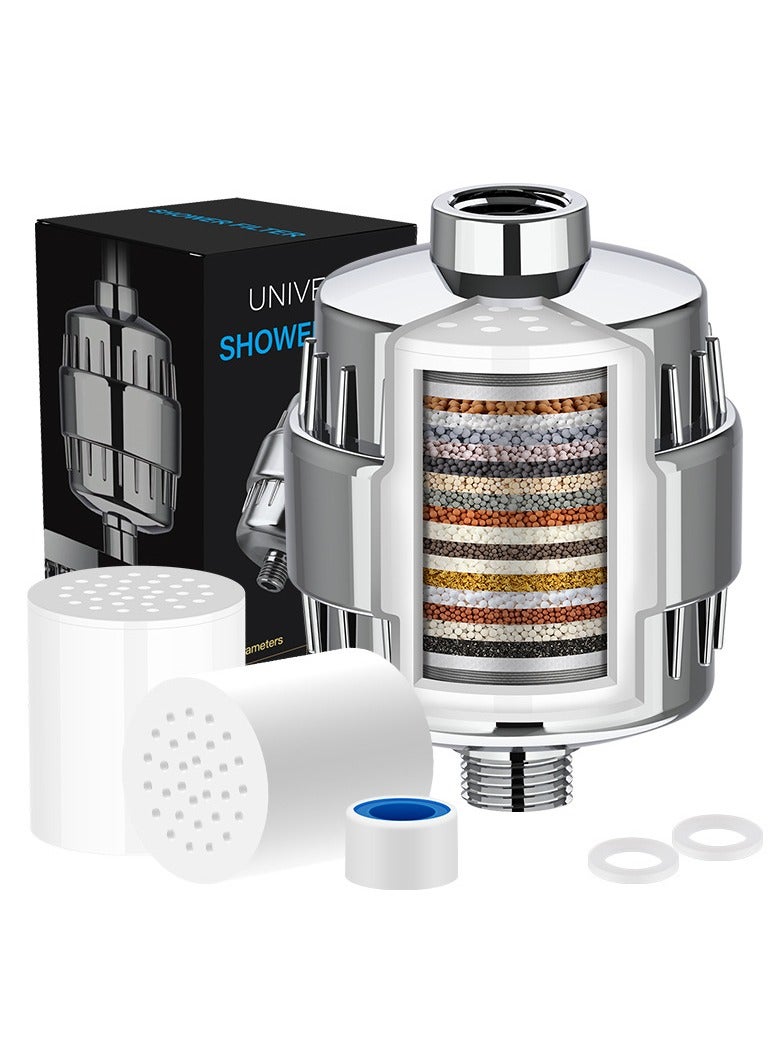 McDou Shower Filter,20 Stage High Output Showerhead Filter for Hard Water-Remove Chlorine and Fluoride-Universal Shower Water Filter with 2 Replaceable Filter Cartridges - Image 1