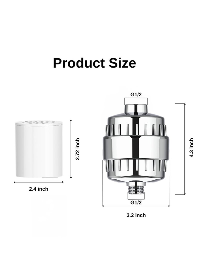 McDou Shower Filter,20 Stage High Output Showerhead Filter for Hard Water-Remove Chlorine and Fluoride-Universal Shower Water Filter with 2 Replaceable Filter Cartridges - Image 2