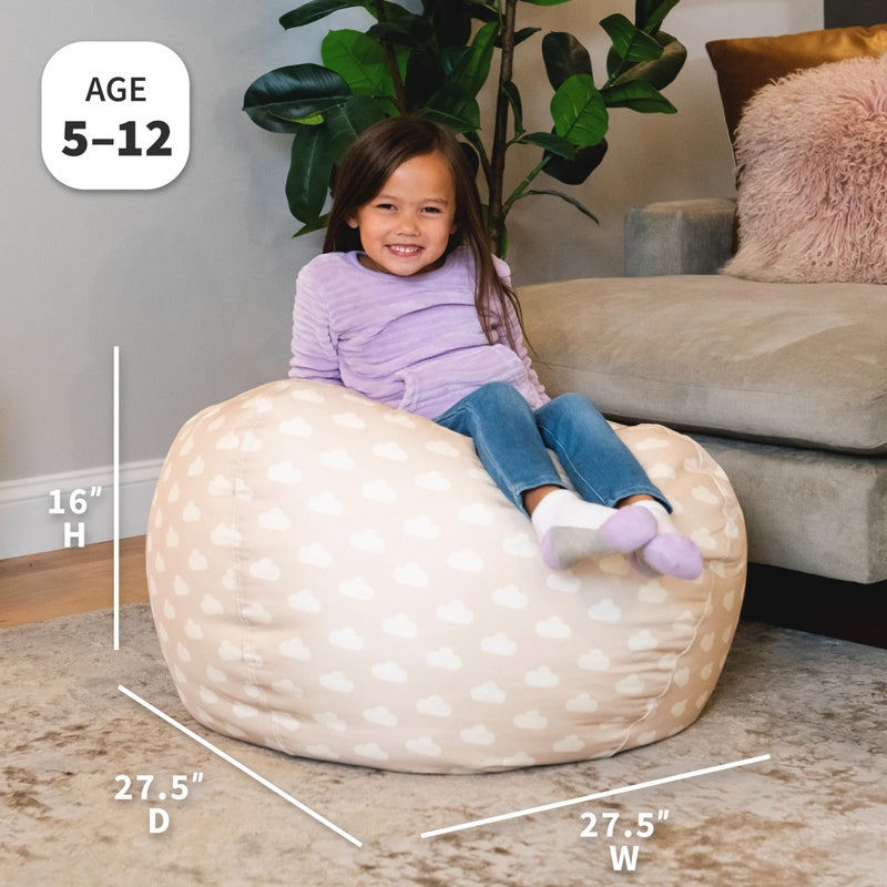 Big Joe Classic Bean Bag Chair for Kids Bedroom and Reading Nook, Easy-Clean Mini Clouds Oat, Durable Nylon Polyester Blend, 2 feet Refillable - Image 2