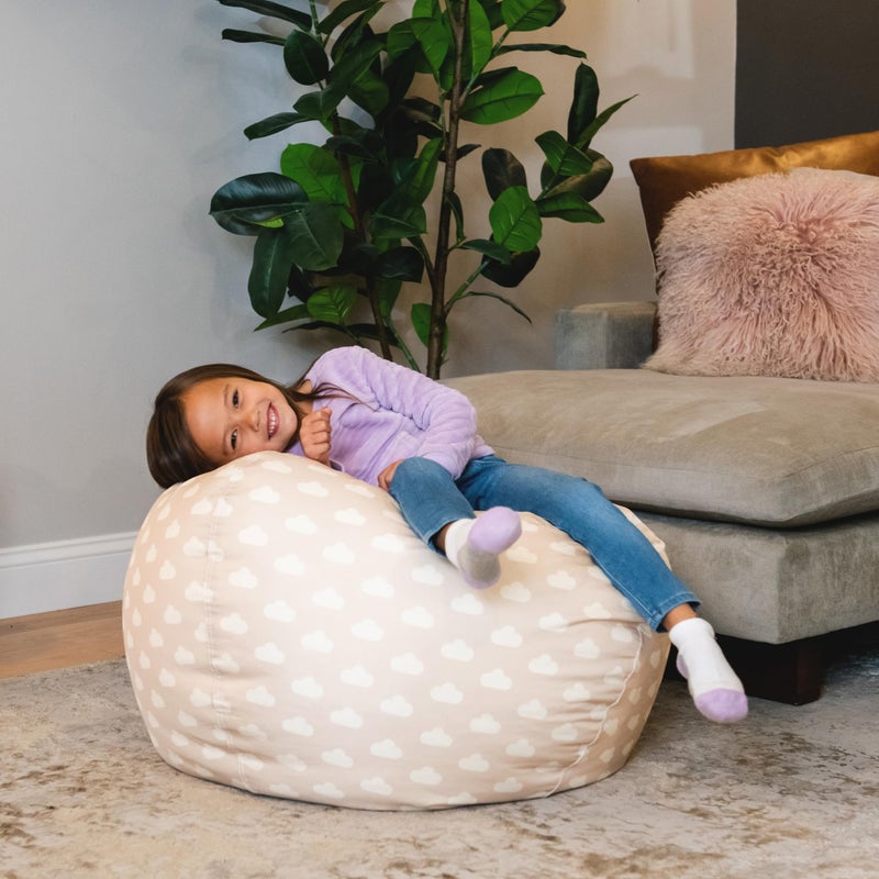 Big Joe Classic Bean Bag Chair for Kids Bedroom and Reading Nook, Easy-Clean Mini Clouds Oat, Durable Nylon Polyester Blend, 2 feet Refillable - Image 5