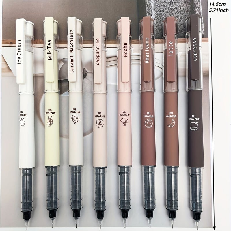 8 Pack Coffee Theme Liquid Ink Gel Pens Fast Drying Black Ink Smooth Writing For Office School Supplies - Image 3