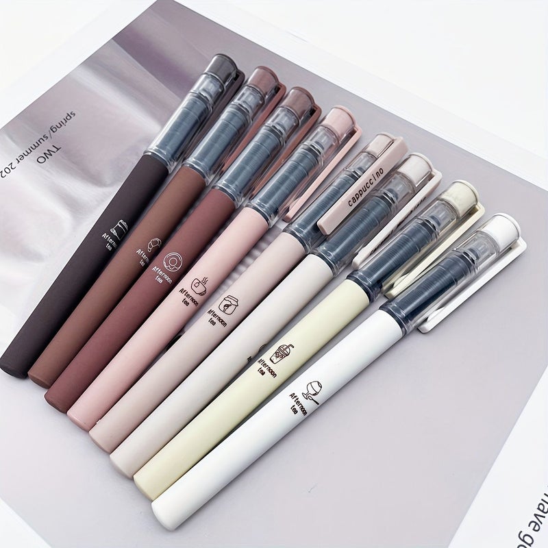 8 Pack Coffee Theme Liquid Ink Gel Pens Fast Drying Black Ink Smooth Writing For Office School Supplies - Image 2