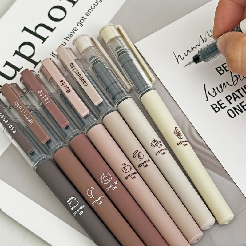 8 Pack Coffee Theme Liquid Ink Gel Pens Fast Drying Black Ink Smooth Writing For Office School Supplies - Image 1