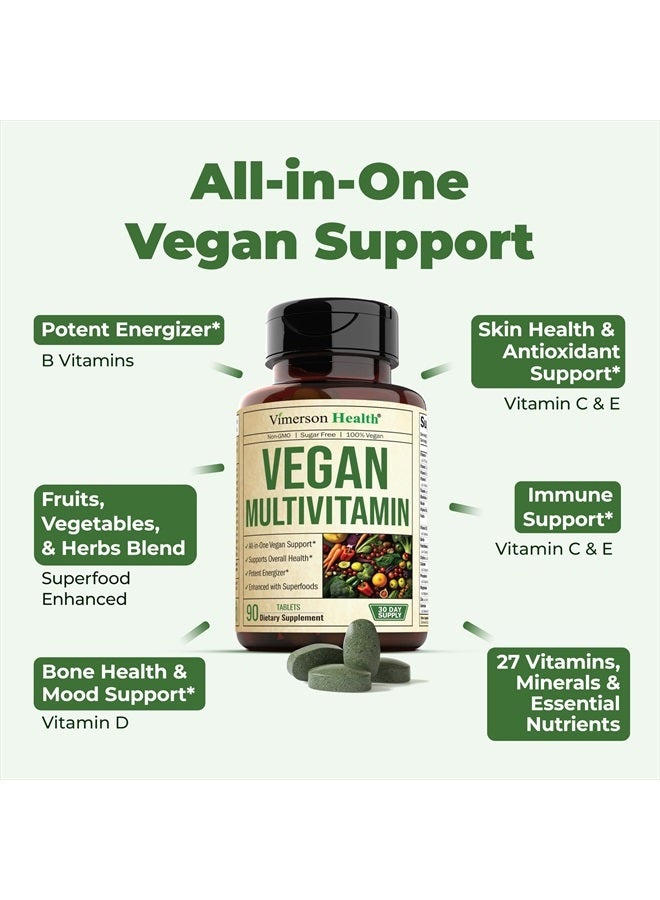 Vimerson Health Vegan Multivitamins for Women & Men - Multivitamin & Multimineral Supplements for Energy, Focus and Overall Health. Daily Vegan Vitamins A, C, D, E & B12, Zinc, Calcium, Magnesium & More. 90 Tablets - Image 5