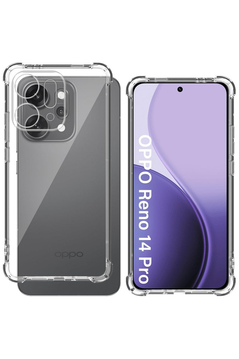 Case for OPPO Reno 14 Pro, Ultra Slim Crystal Clear Anti-Scratch Bumper Cover Flexible Soft TPU Anti-Fall Reinforced Corner Shockproof Transparent Case for Reno 14 Pro - Image 1
