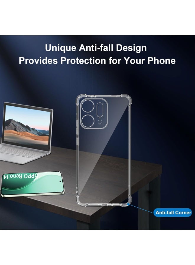Case for OPPO Reno 14 Pro, Ultra Slim Crystal Clear Anti-Scratch Bumper Cover Flexible Soft TPU Anti-Fall Reinforced Corner Shockproof Transparent Case for Reno 14 Pro - Image 2