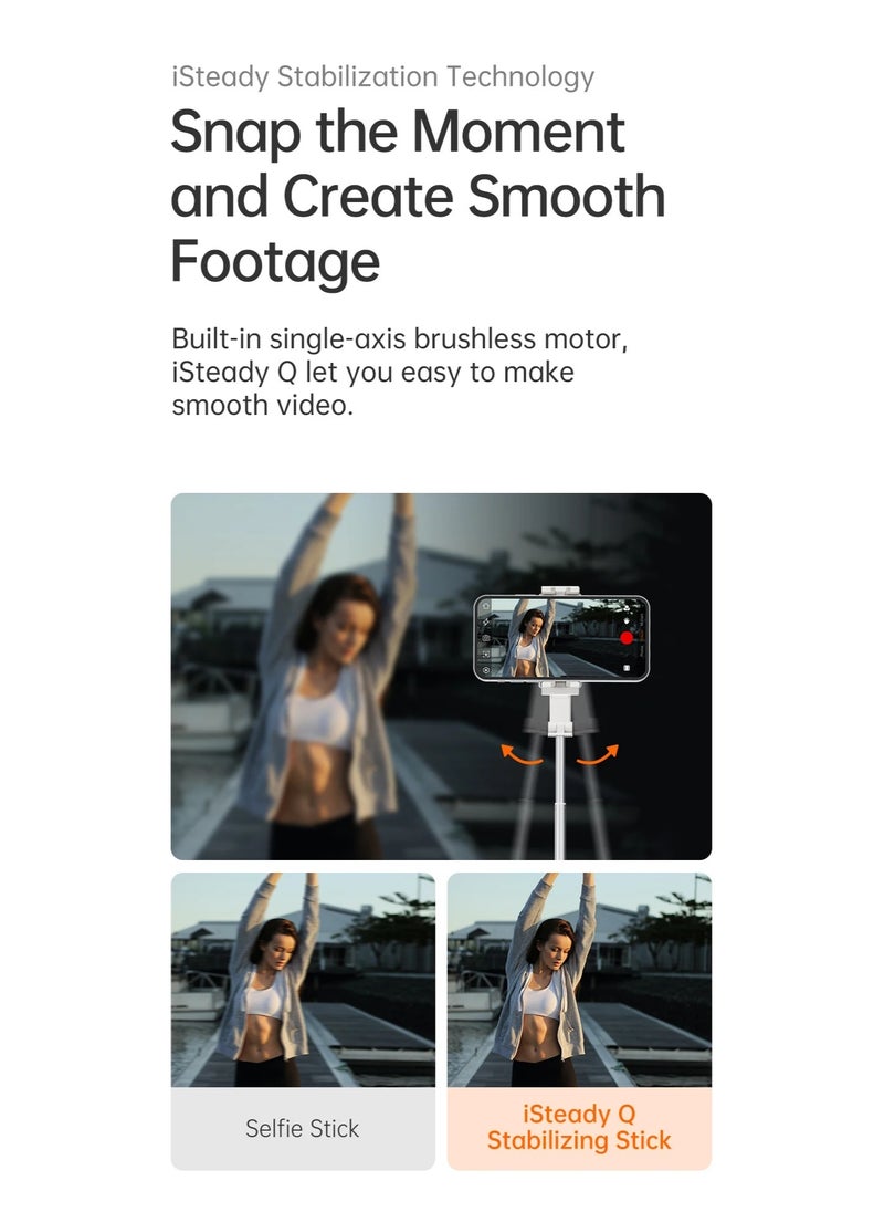 hohem - Adjustable Rotating Foldable Selfie Stick Stand with Gimbal Stabilizer for iPhone and Android - Image 1