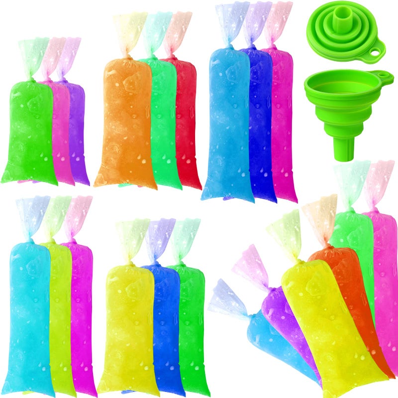 Patelai 450 Pcs Ice Lolly Bags Disposable Ice Cream Mold Bags with Silicone Funnel 3 Size Candy DIY Pouch for Making Yogurt 2x12 Inch 3x12 Inch 3x10 Inch 