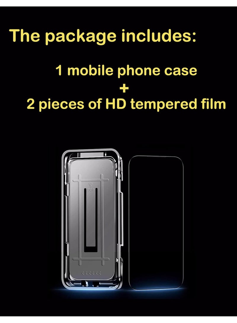 cas:pace Magnetic Phone Case for S25 Series, Anti-slip and Anti-drop Protective Case with Metal Lens Holder, Compatible with MagSafe - Black + Two-layer Tempered Film - Image 2