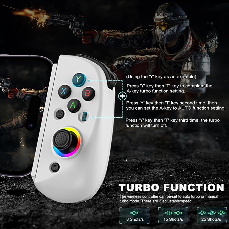 arVin Mobile Gaming Controller for iPad/Tablet[Within 5-10"] Wireless Gamepad for iPhone/Android/PC/Switch/PS4, with RGB Hall Effect Joystick/Turbo/6-Axis Gyro/Vibration/Support Streaming/Cloud Gaming - Image 3