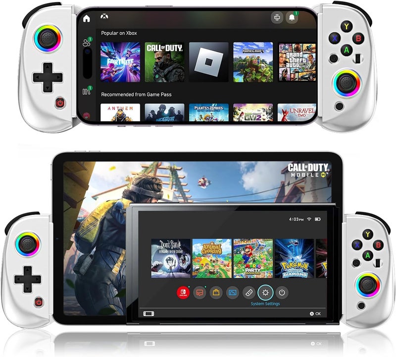 arVin Mobile Gaming Controller for iPad/Tablet[Within 5-10"] Wireless Gamepad for iPhone/Android/PC/Switch/PS4, with RGB Hall Effect Joystick/Turbo/6-Axis Gyro/Vibration/Support Streaming/Cloud Gaming - Image 1