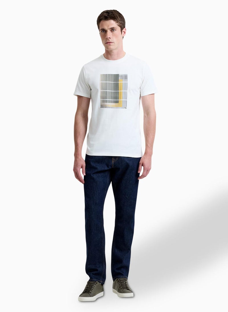 فرنش كونكشن تيشيرت بطبعة جيومترية مبطنة - Image 4