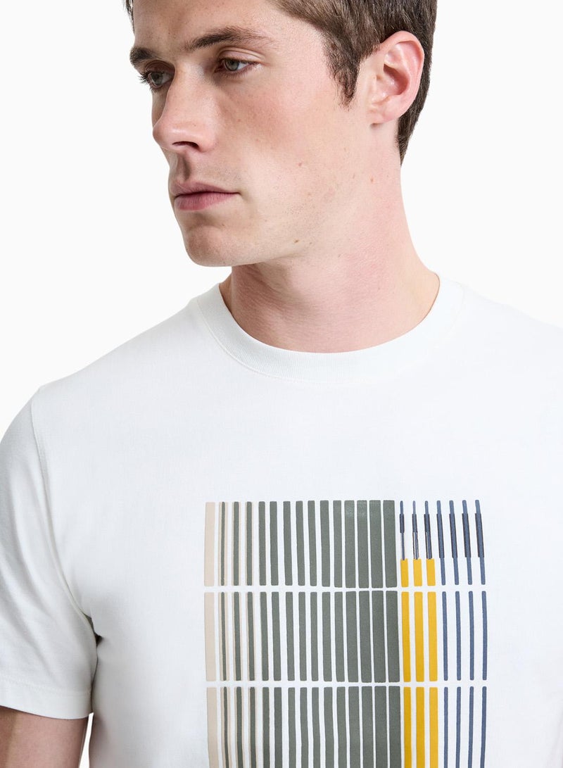 فرنش كونكشن تيشيرت بطبعة جيومترية مبطنة - Image 3