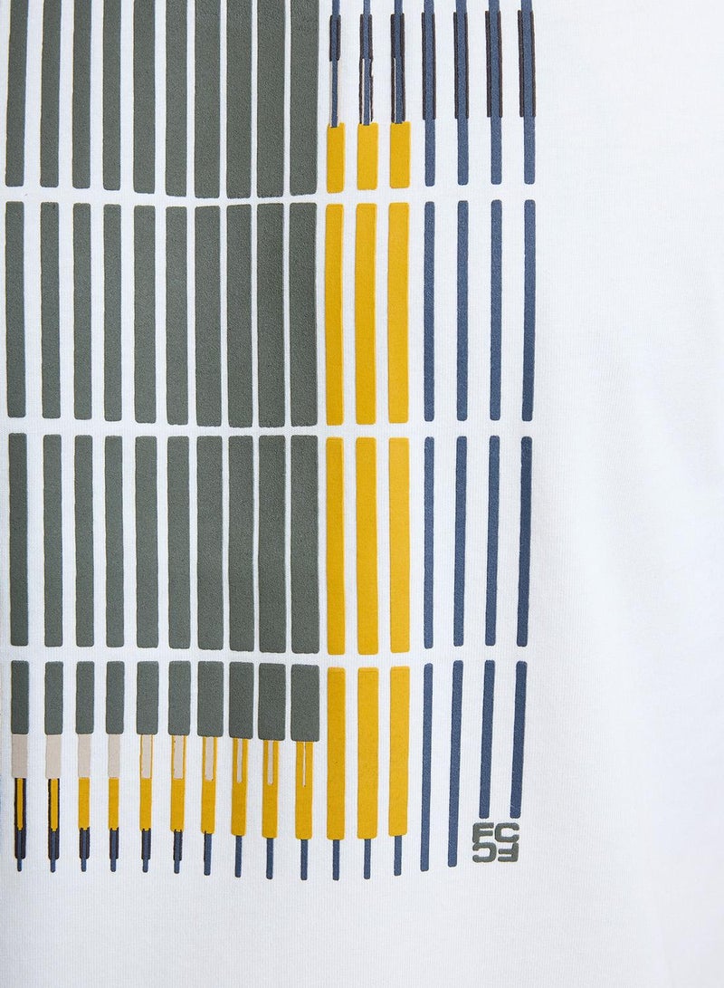 فرنش كونكشن تيشيرت بطبعة جيومترية مبطنة - Image 5