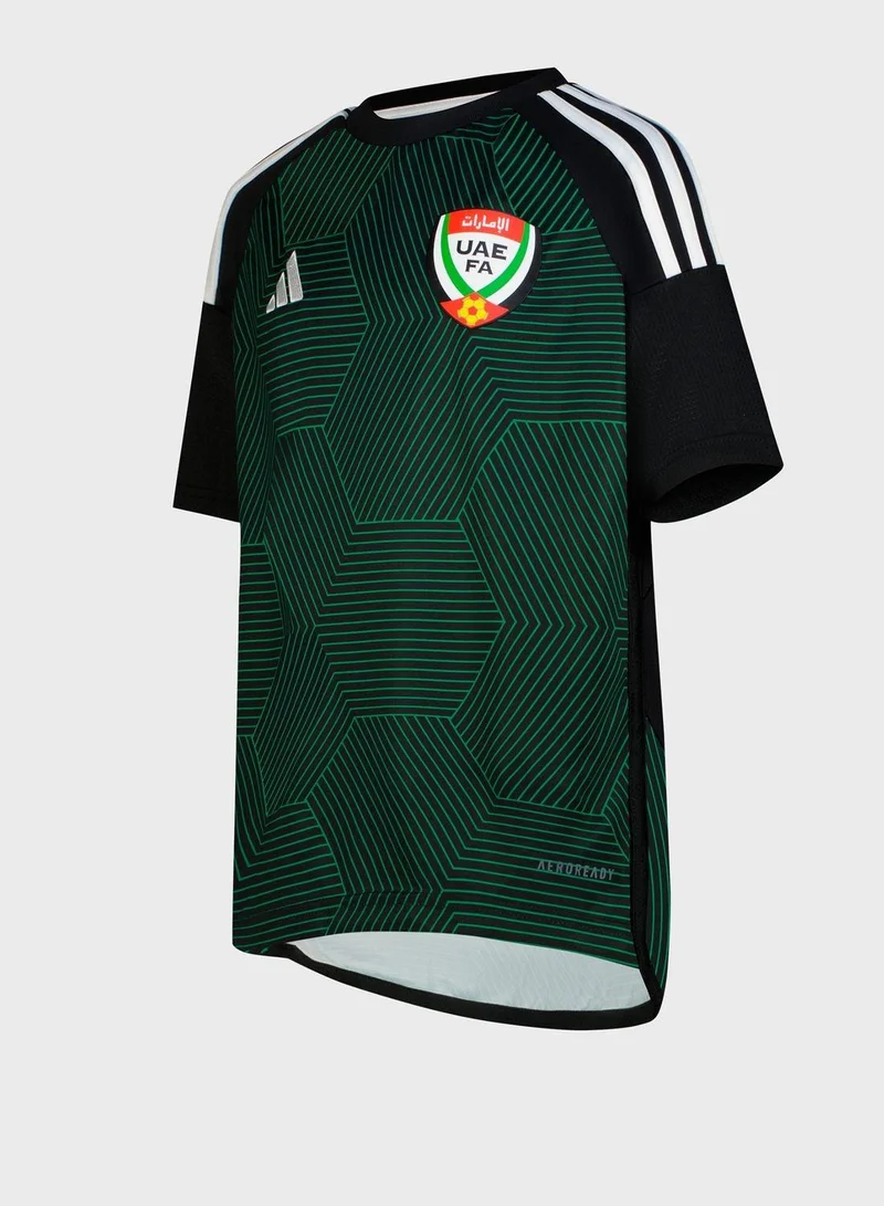 adidas قميص منتخب الإمارات للشباب أسود لكرة القدم للأولاد مقاس