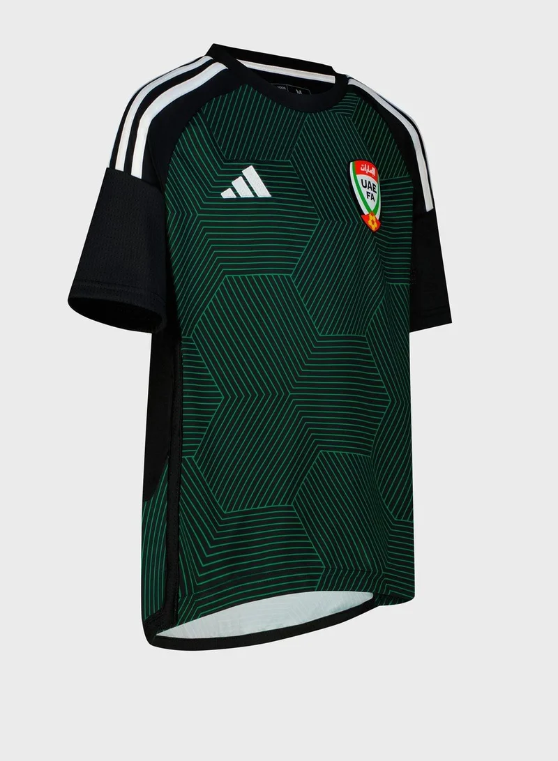 adidas قميص منتخب الإمارات للشباب أسود لكرة القدم للأولاد مقاس