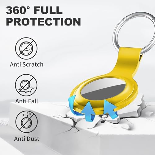 Linsaner Compatible with AirTag Case Keychain for Air Tag Holder Silicone for AirTags Key Ring Cases Tags Chain for Apple for AirTag GPS Item Finders Accessories，Yellow - Image 2