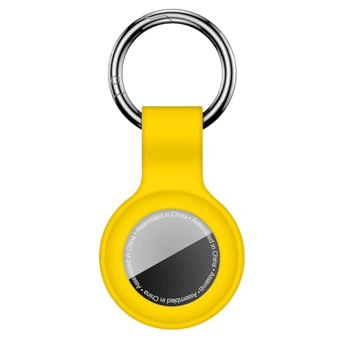 Linsaner Compatible with AirTag Case Keychain for Air Tag Holder Silicone for AirTags Key Ring Cases Tags Chain for Apple for AirTag GPS Item Finders Accessories，Yellow - Image 1